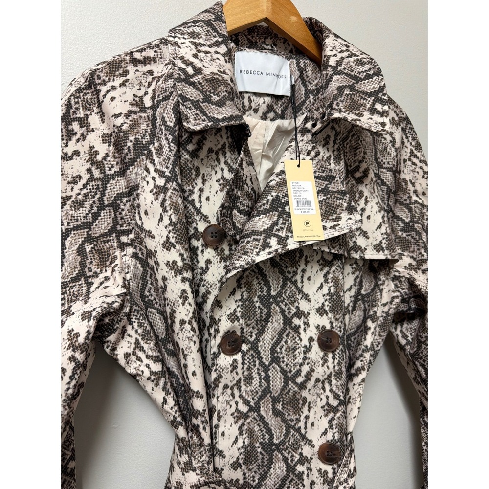 Rebecca Minkoff Snakeskin Print Belted Trench Coat XL NWT Double Breasted Glam